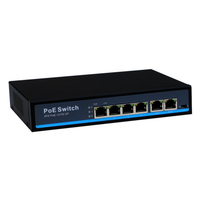 6 Port Fast Ethernet unmanaged, 4 Port PoE Switch