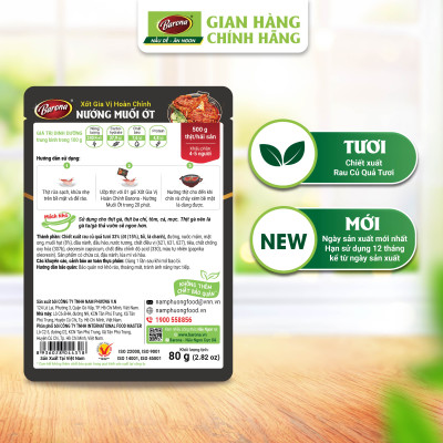 Combo 1 hộp (20 gói) Gia Vị Nướng Muối Ớt Barona 80g ướp ngon chuẩn vị không cần nêm nếm