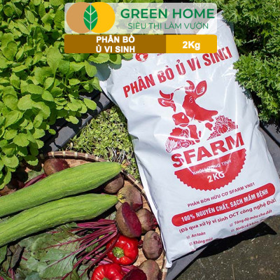Phân Bò Ủ Vi Sinh GreenHome, Sfarm, Bao 2kg, Bổ Sung Dinh Dưỡng Đa, Trung, Vi Lượng Và Acid Humic