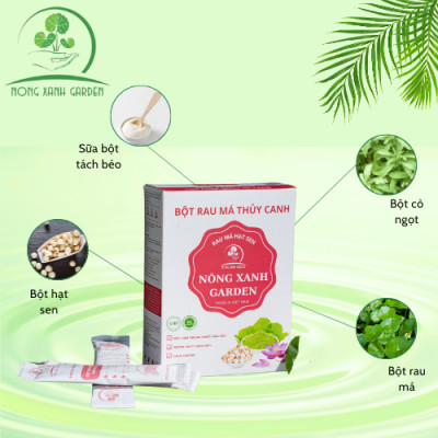 Nông Xanh Garden Bột Rau Má Thủy Canh Hạt Sen Hộp 15 gói (10gr/1 gói) hòa tan uống liền, dễ uống, thanh nhiệt, mát gan, làm đẹp da