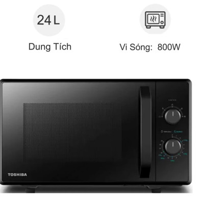 Lò vi sóng Toshiba MW2-MM24PC(BK)- Dung tích 24L - Xuất xứ Thái Lan - Nấu / Hâm / Rã đông- Hàng chính hãng
