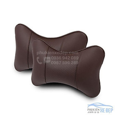 Gối tựa đầu ô tô chất liệu da cao cấp nệm mút sợi tơ giống tơ tằm, da đục lỗ công nghệ laser