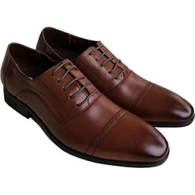 Giày tây nam Trường Hải da bò cao cấp nâu cao 4cm đế cao su GT447
