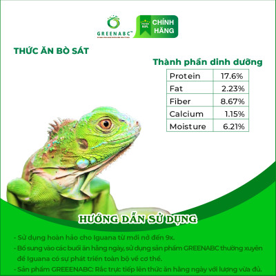 Thức ăn bò sát Iguana Baby GREENABC vị cà rốt dùng cho Iguana từ mới nở cho đến 9x giúp tăng kích thước, lên màu đẹp, phòng chống MBD, teo đuôi – Hộp 230g