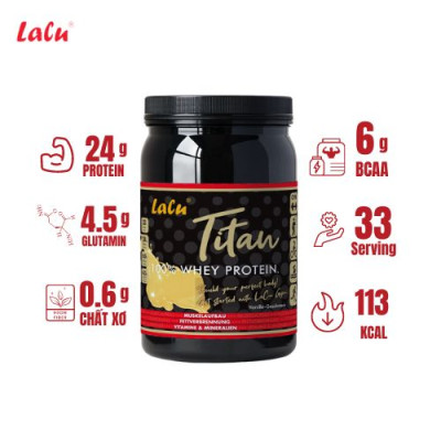 Bột đạm Lacu Whey Protein Vị vani Trọng lượng 1kg - Hỗ trợ tăng cơ đốt mỡ - Hàng chính hãng nhập khẩu nguyên hộp