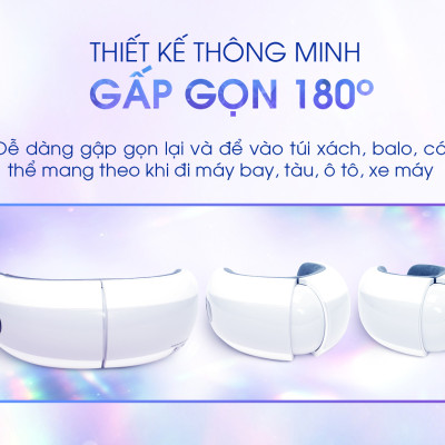 Máy Massage Mắt Nhiệt Hồng Ngoại Buheung MK-321 Giúp thư giãn mắt, gấp gọn 180 độ, BH chính hãng 12 tháng