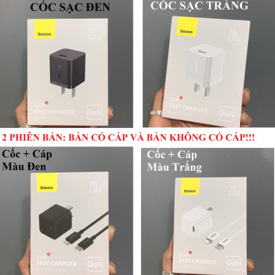Cốc sạc / Bộ sạc nhanh 1 cổng type-C 20W Baseus GaN5 Mini CCGAN20C5-M _ Hàng chính hãng