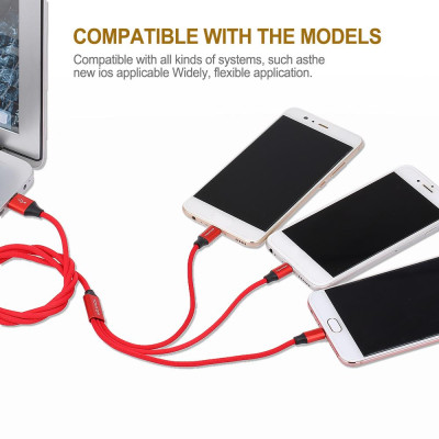 Cáp sạc đa năng TOMTOP 3.9FT Dây sạc USB Dây đồng bộ hóa dữ liệu 3 trong 1 iOS 8 chân đực + Loại C + Đầu nối Micro USB