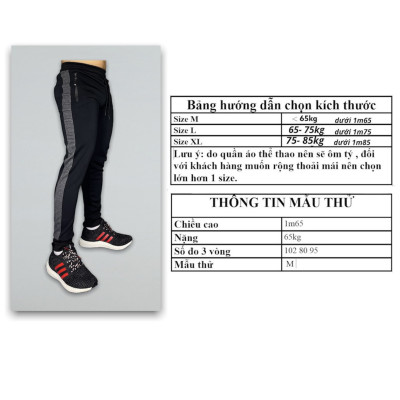 Quần dài tập gym nam DO GYM SHOP sọc xám logo thêu, thun polyester co giãn 4 chiều