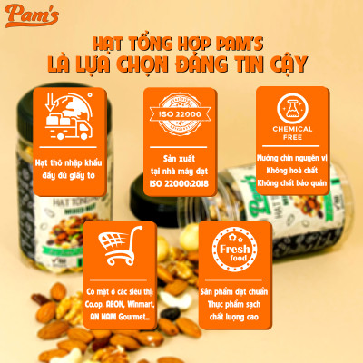 Combo 3 Hũ Ngũ Cốc Mix 6 Loại (Macca + Hạnh Nhân + Điều + Nhân Óc Chó + Hạt Bí + Nho Úc) Pam