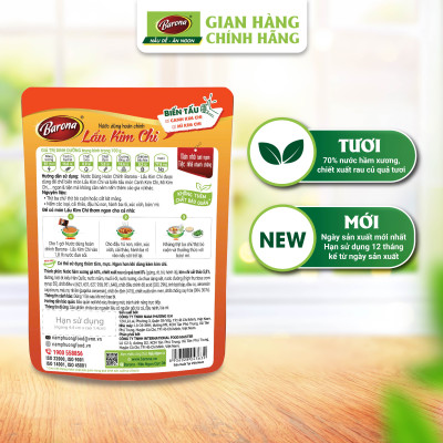 Combo 1 hộp (10 gói) Nước Dùng Lẩu Kim Chi Barona 180g tươi ngon chuẩn vị không cần nêm nếm