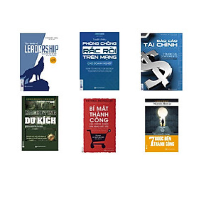 combo 6 cuốn sách :+ Báo cáo tài chính + Bí mật thành công của những người bán hàng xuất sắc + Marketing du kích + Dẫn dắt bản thân, đội nhóm và tổ chức vươn xa + Tuyệt chiêu phòng chống rắc rối trên mạng dành cho doanh nghiệp + Bảy bước tới thành công (t