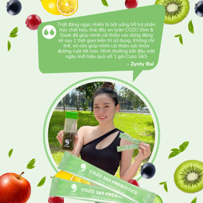 Bột Hỗ Trợ Kiểm Soát Cân Nặng, Phân Hủy Chất Béo Cozo Slim Sleek, Chống Phản Ứng Đường Hóa, Giúp Cơ Thể Thải Độc, Da Đẹp Dáng Xinh