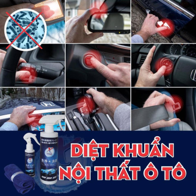  Combo 2 chai lớn 500ml & 1 chai nhỏ 100ml - Xwash For Car chai xịt vệ sinh nội thất xe hơi - Tặng kèm khăn lông cừu
