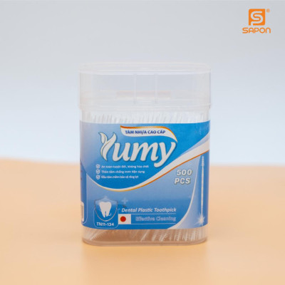Tăm xỉa răng Cao Cấp, Tăm nhựa YUMY hộp đứng (TN11-134) 500 cái/  hộp