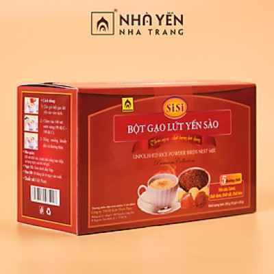 Đặc Sản Khánh Hòa - Bột Gạo Lứt Yến Sào SiSi - Nhà Yến Nha Trang - Hộp 10 Gói - Hàng Chính Hãng