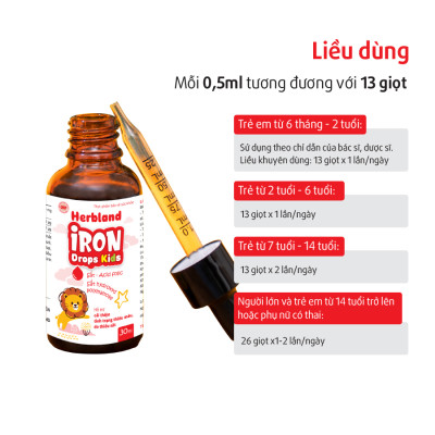 Siro IRON DROPS KIDS bổ sung Sắt hữu cơ, Acid folic, Vitamin B12 cho trẻ 1 lọ x 30ml