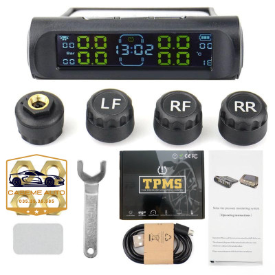 Cảm Biến Áp Suất Lốp TPMS Van Ngoài Có Cảnh Báo Giọng Nói Tiếng Việt - Năng Lượng Mặt Trời, Không Dây, Màn Hình LCD - Hàng Chính Hãng