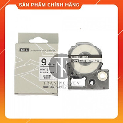Nhãn in Tepra SS9KW (LC-3WBN) - Chữ đen nền trắng 9mm x 8m - Hàng nhập khẩu