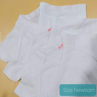 Body sơ sinh cộc tay màu trắng xuất dư mềm mát cho bé