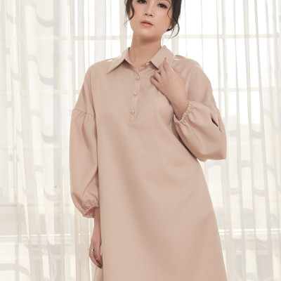 Đầm Suông Phom Rộng Cổ Sơ Mi Bản To Maxivic, La Mộc - LM012217