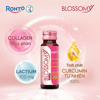 Nước uống collagen giúp sáng da, dạ dày khỏe Blossomy lốc 10 chai x 50ml