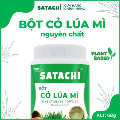 Bột Cỏ Lúa Mì nguyê n chấ t SATACHI. Tha nh lọc cơ thể, tăn g cườn g h ệ m iễn dịch, bổ m áu, ổn định đườ ng huy ết. Hộp 68g