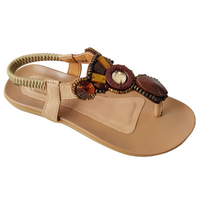 Giày Sandal Nữ Quai Kẹp Đính Đá BIGGBEN Da Bò Thật Cao Cấp SDN89