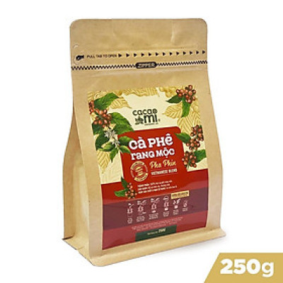 Cà phê nguyên chất rang mộc Blend Robusta và Arabica đậm đà thơm cafe pha phin ngon Cacao Mi 15g-250g