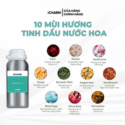 Tinh dầu thơm phòng nước hoa, khách sạn 500ml, 1 lít iCHARM khuếch tán phòng ngủ, spa, đuổi muỗi