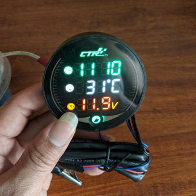 Đồng hồ báo giờ xe máy 3in1 CTR, báo nhiệt độ, vôn ắc quy mẫu mới loại tốt gắn các loại xe hàng cao cấp, phụ kiện xe máy