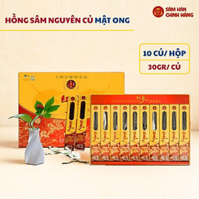 Hộp 10 Củ Hồng sâm 6 Tuổi tẩm mật ong Daedong Korea - Daedong Honeyed Korean Red Ginseng (300g)