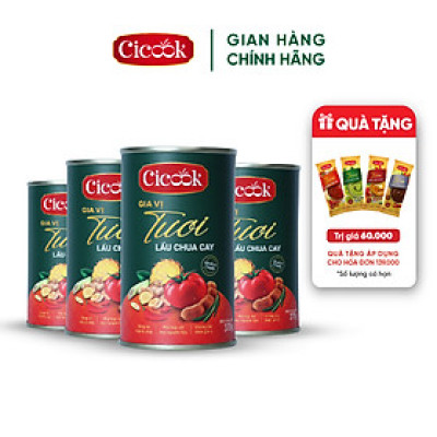 Combo 4 Lon Xốt Lẩu Chua Cay Cicook, Ngon Chuẩn Vị Không Cần Thêm GIa Vị 370g *4