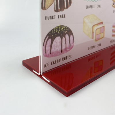 Kệ menu nhà hàng, Standee mica để bàn, Bảng quét mã QR Code, Kệ mica 2 mặt Enter E07 150x210mm đế lùa A5 đứng