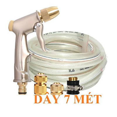  Bộ dây vòi xịt nước rửa xe, tưới cây . tăng áp 3 lần, loại 7m, 10m 206701-1 đầu đồng, cút đồng, + tặng mở chai