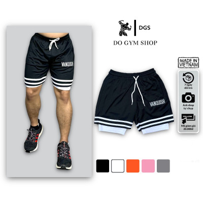 Quần 2 lớp tập gym nam DOGYMSHOP thun lỗ kim thoáng khí khi chơi thể thao QV2L2