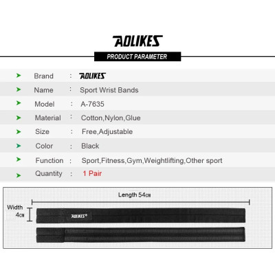 Dây kéo lưng tập gym AOLIKES 7635 trợ lực cổ tay sport wrist bands