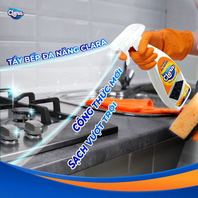 Tẩy dầu mỡ nhà bếp đa năng Clara hương gừng quế chai 500ml