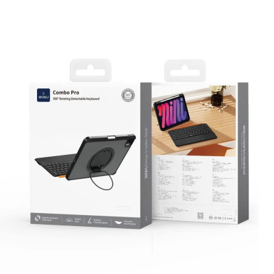 bao da bàn phím cho iPad A16 Gen 11 / Gen 10 / Pro 11 M2 M3 M4 Pro 11 2020/21/22 Air 4/5/6/7 M2 M3 bluetooth V5.3 tích hợp trackpad / touchpad hiệu WIWU WK007 - Bàn phím từ tính nam châm tháo rời, tích hợp giá đỡ - Hàng nhập khẩu