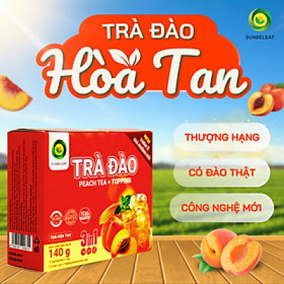 [TẶNG TOPPING] Trà Đào hòa tan Sunbeleaf, có đào thật, trà hoa quả tươi ngon, thanh mát, hộp 10 gói