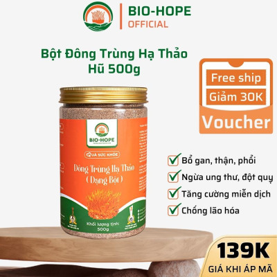 Bột Đông Trùng Hạ Thảo BIO HOPE Nguyên Chất 100% Giúp Bồi Bổ Cơ Thể, Tăng Sức Đề Kháng, Bảo Vệ Tim Mạch (500gr)