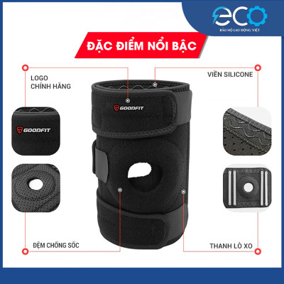 Băng gối thể thao GoodFit GF515K – 3 đai dán cố định, hỗ trợ khớp gối, tập gym, chạy bộ