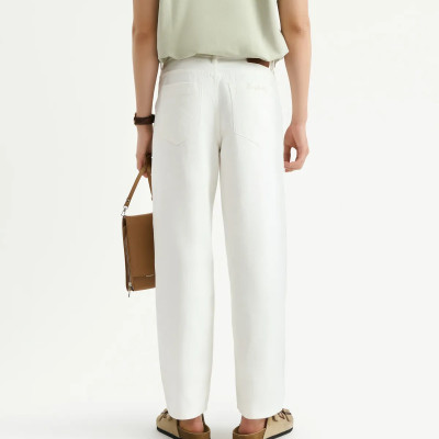 Quần denim nam / Quần jean màu Trắng thêu túi sau Form Straight cropped - RT 10S25DPA011 | ROUTINE CÀ MAU