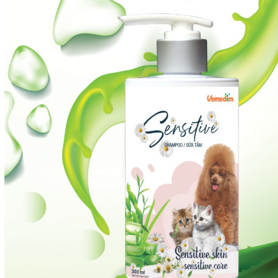 Vemedim Sensitive Shampoo sữa tắm chó mèo có làn da nhạy cảm, giảm rụng lông, mùi thơm lâu và sang trọng, chai 300ml