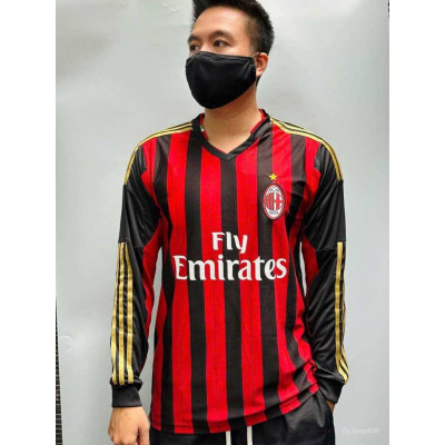 Áo Bóng Đá Retro AC Milan 2013 Dài Tay - Sân Nhà In Tên Kaka Số 22 bản cao cấp vải Cotton Polyester