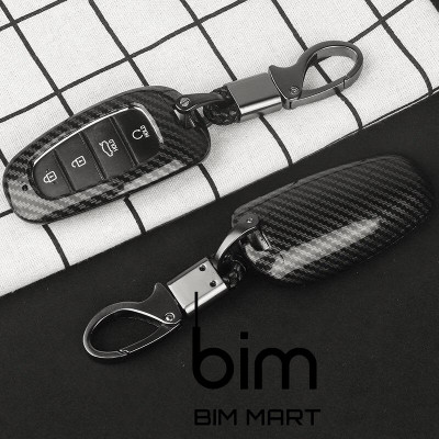 Ốp Vân Carbon Lót Silicon Bọc Bảo Vệ Chìa Khóa Xe Hyundai Santafe 2021 ( Tặng kèm móc đeo INOX )