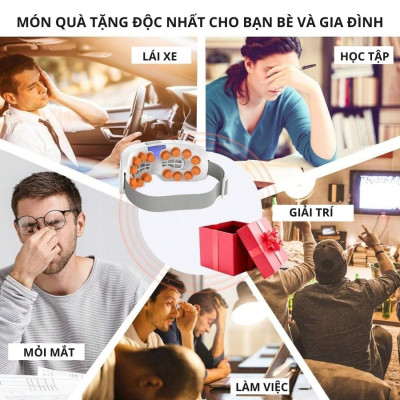 Máy massage mắt 16 đầu rung KACHI MK380 phun sương thư giãn - hàng chính hãng