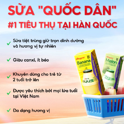 Thùng 24 hộp Sữa dâu 200ml nhãn hiệu Binggrae