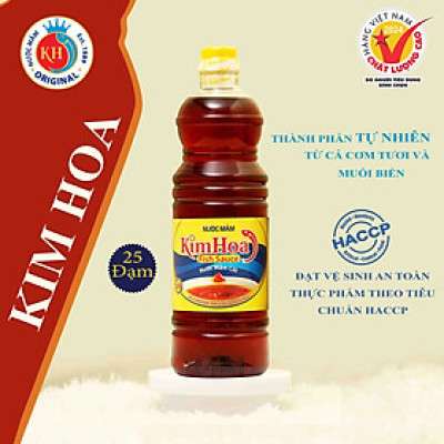 Nước Mắm truyền thống Kim Hoa Phú Quốc 25 độ đạm chai 1 Lít