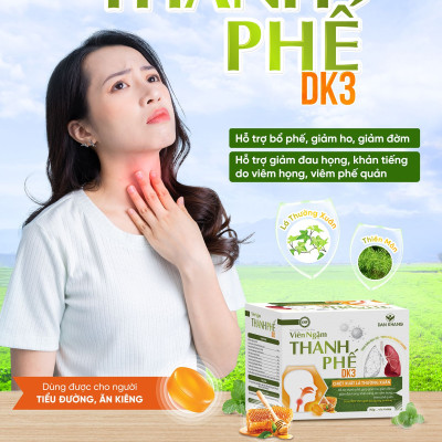 Hộp Viên Ngậm Thanh Phế DK3 Hỗ Trợ Giảm Ho Tiêu Đờm 40 viên